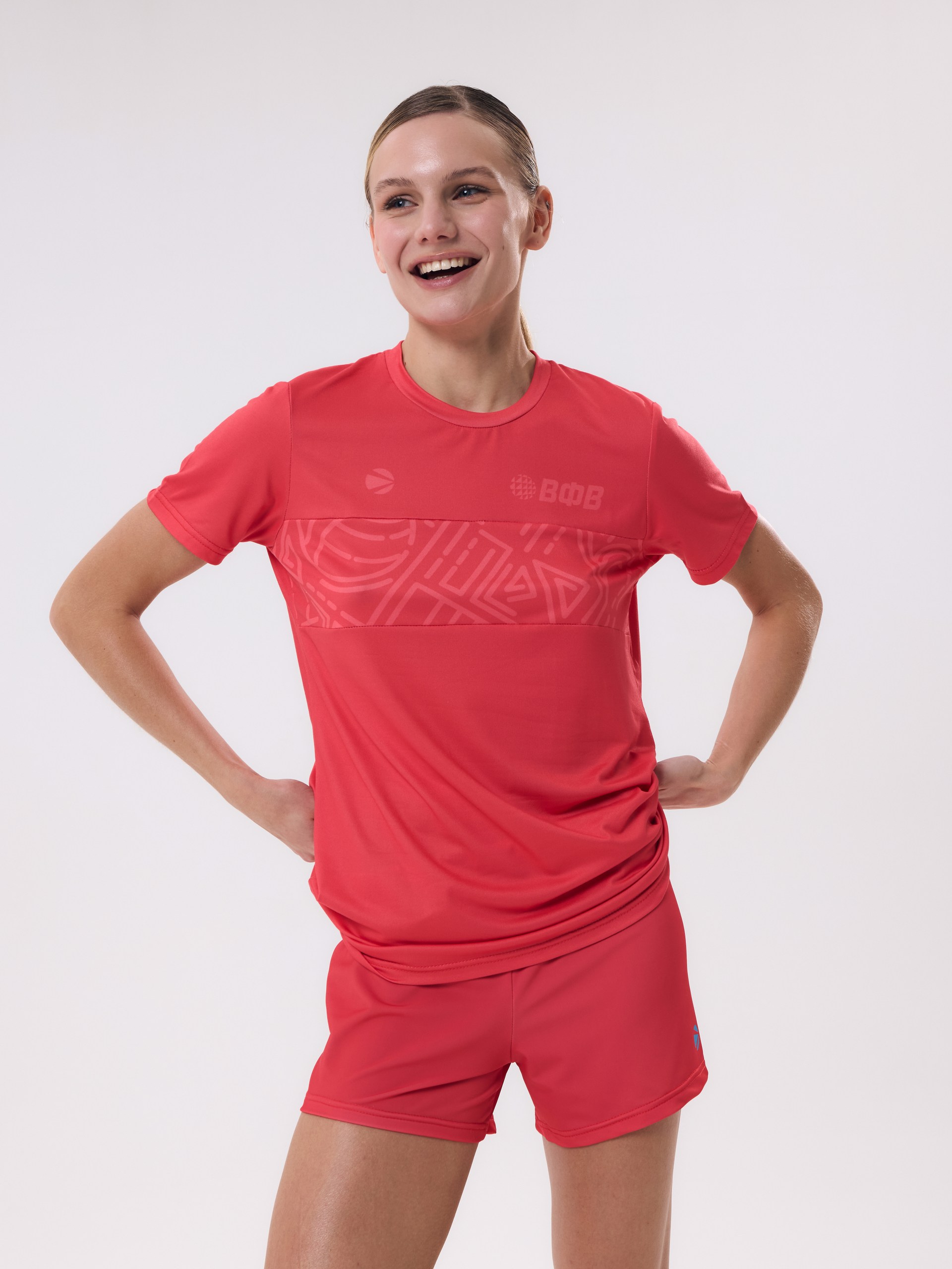 Футболка тренировочная женская с коротким рукавом 3XL (персиковый) V12W