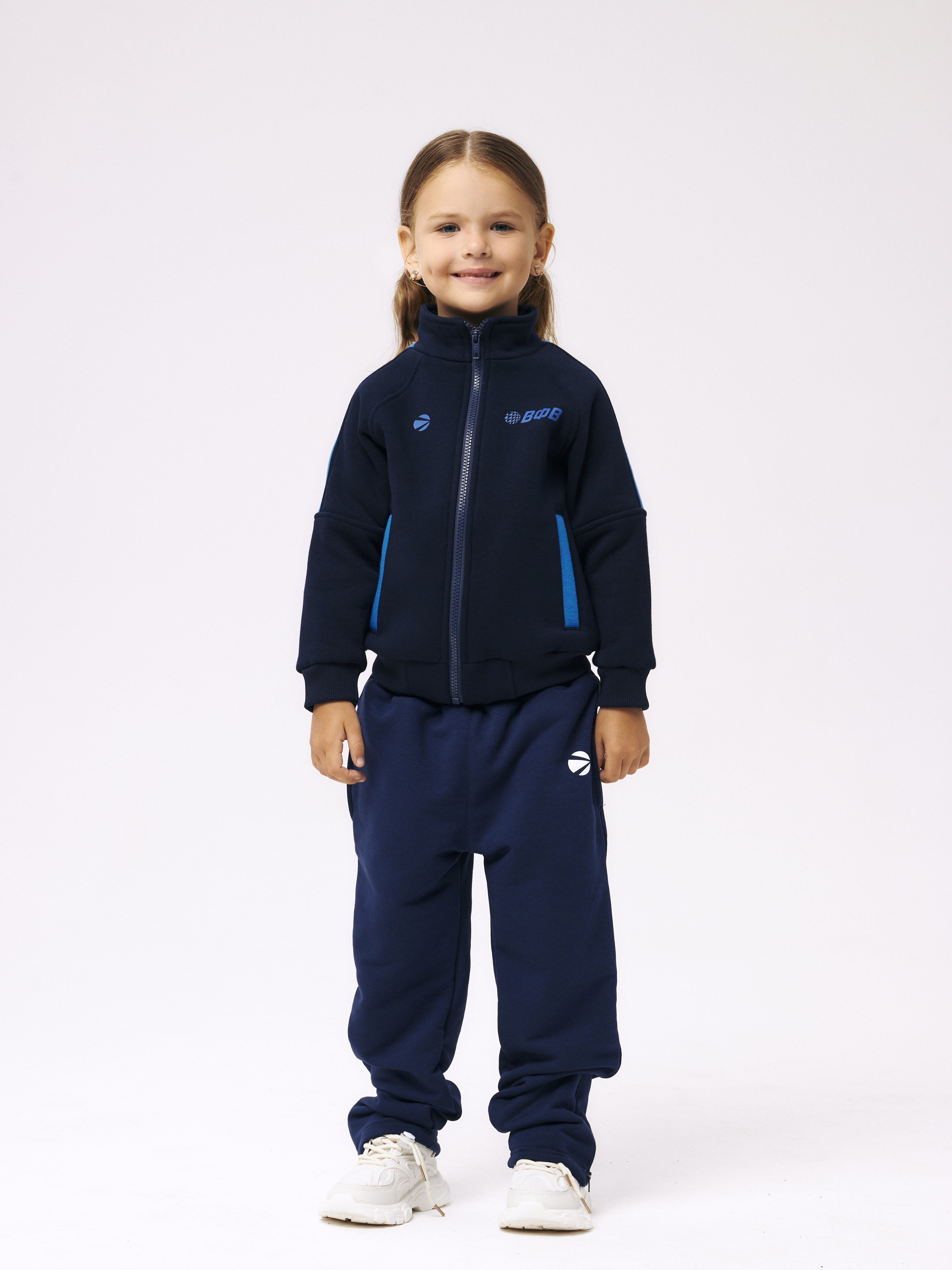 Толстовка с начесом на молнии для мальчика и девочки 158 (темно-синий) Ch-442