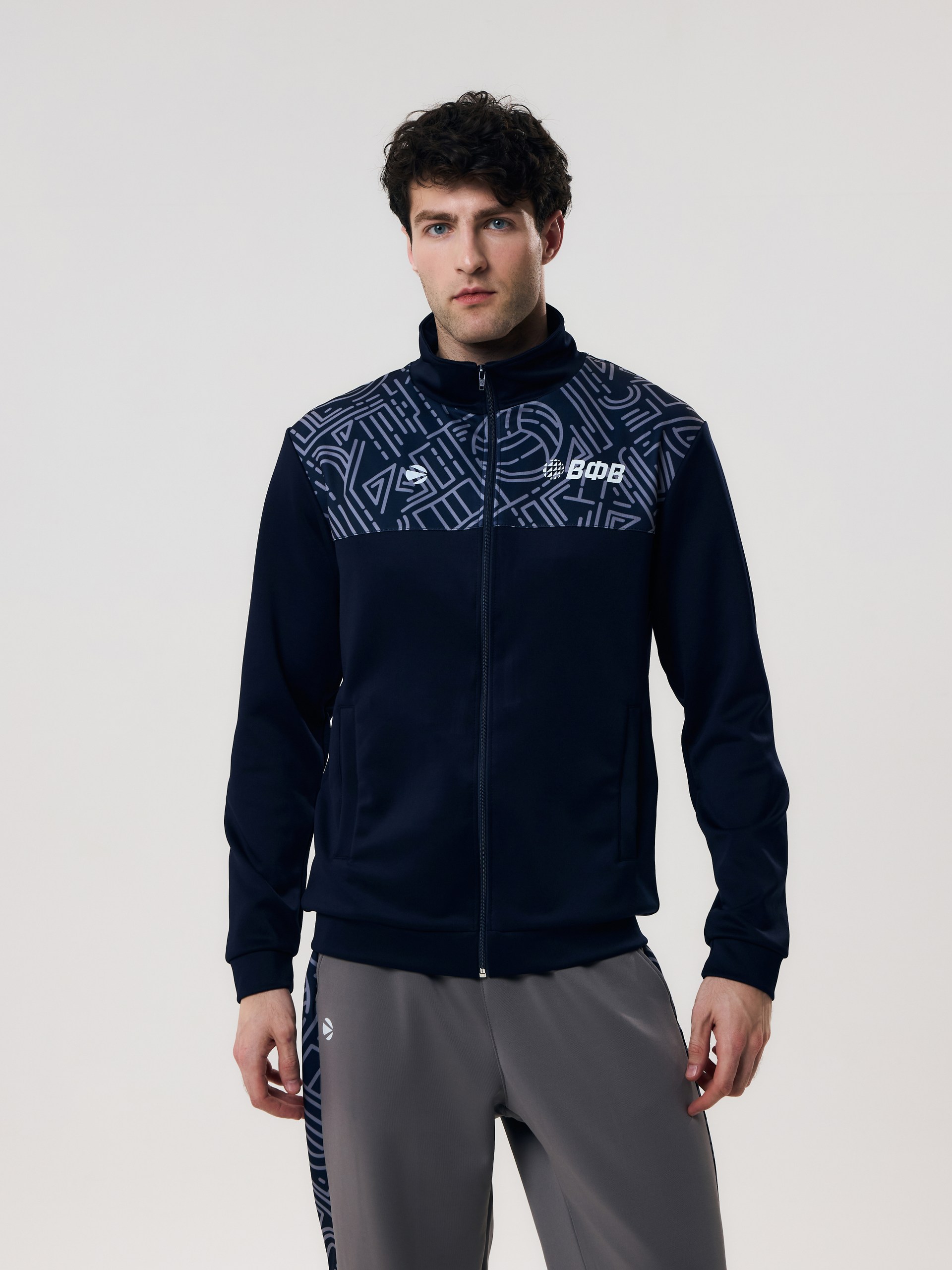 Толстовка мужская на молнии без капюшона 5XL (тёмно-синий) арт. 431