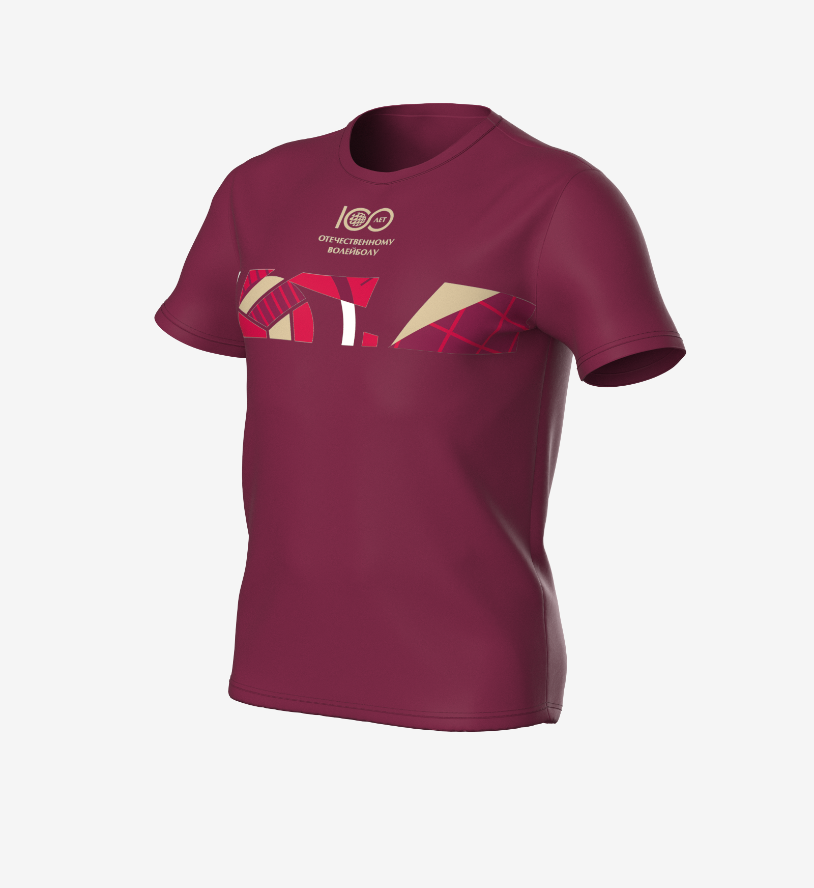 Футболка "100 лет Отечественному волейболу" (2XL, маджента) арт. 100-3