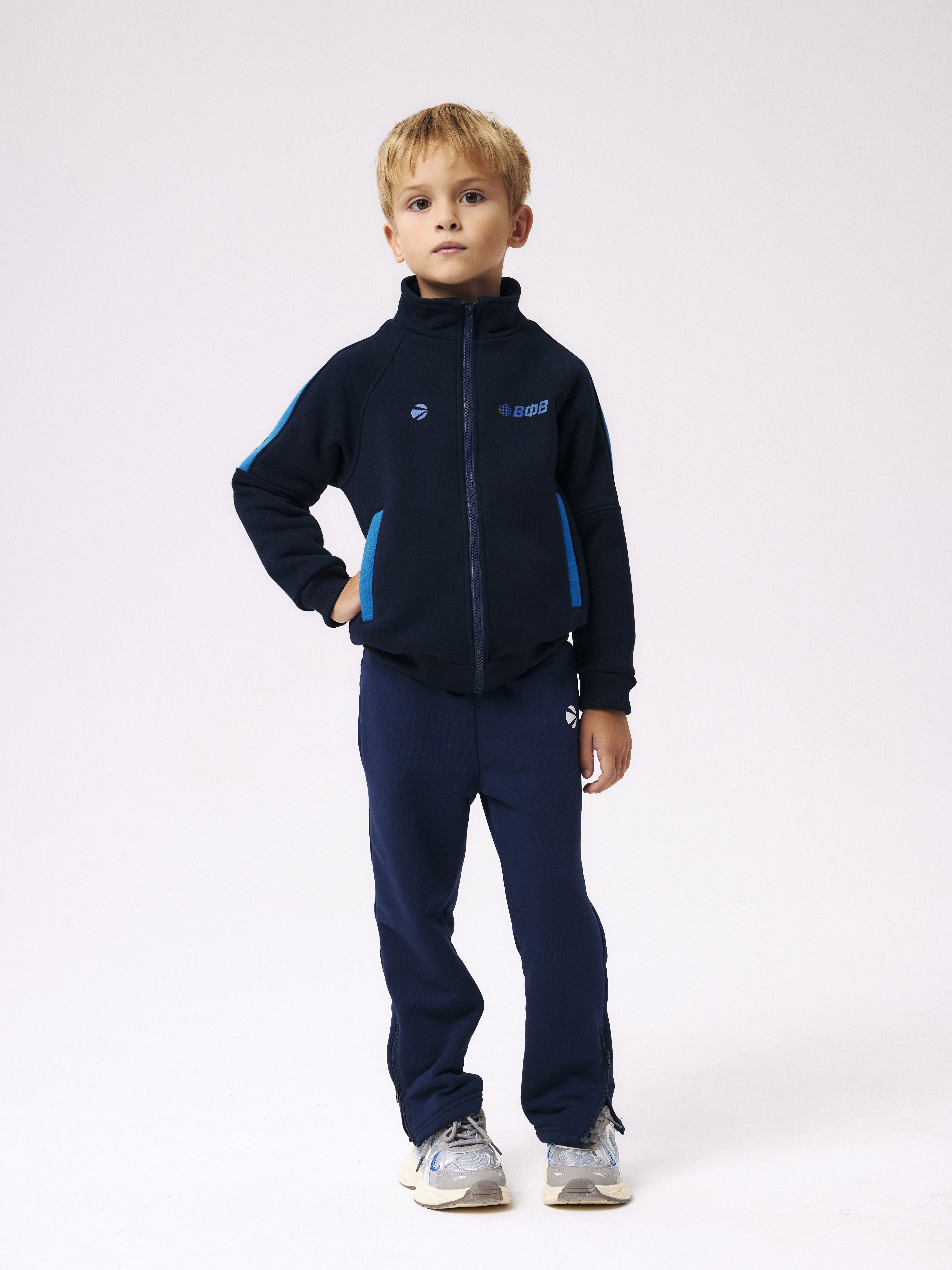 Толстовка с начесом на молнии для мальчика и девочки 158 (темно-синий) Ch-442