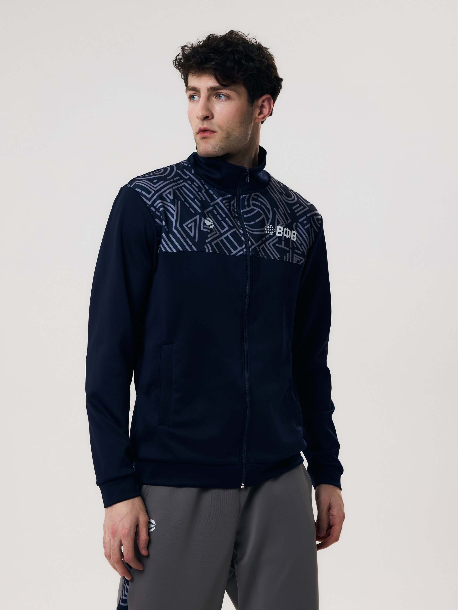 Толстовка мужская на молнии без капюшона 5XL (тёмно-синий) арт. 431