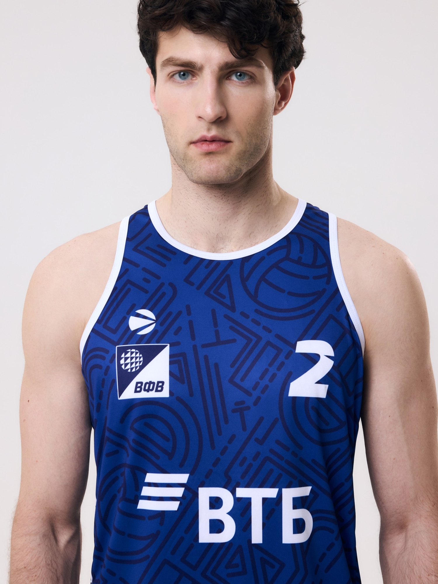 Майка игровая мужская для пляжного волейбола 3XL (синий, №2) арт. V-2/24